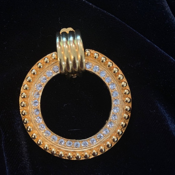 Earrings - Clip On Gold/Diamanté Hoops - Picture 2 of 3